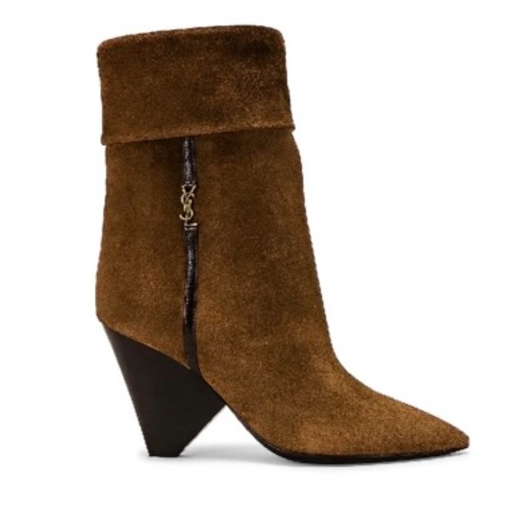 Saint Laurent , Niki Booties in Brown Suede, Size: 38.5